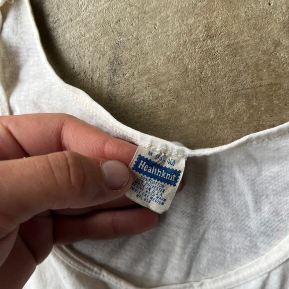 VINTAGE USA SWIMMING TANK TOP SHIRT MUSCLE TEE HEALTHKNIT 80S OLYMPICS MENS M - Picture 4 of 4